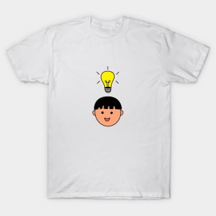 cute kid with lightbulb idea T-Shirt